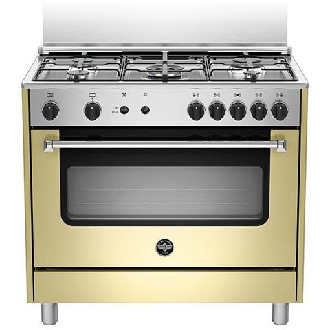 Cucina a Gas AMN965GCRV 5 Fuochi a Gas Forno a Gas Ventilato Classe A+ Dimensioni 90 x 60 cm Colore Crema Serie Americana - Foto 1