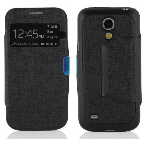 Custodia Compatibile Con Samsung Galaxy S4 Mini In Nero Ossido - Coperchio Protettivo Con Chiusura Magnetica, Funzione Stand E Una Finestra Di Visualizzazione - Foto 1