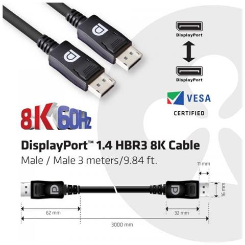 DisplayPort 1.4 HBR3 8K 28AWG Cable M /M 3m / 9.84ft - Foto 2