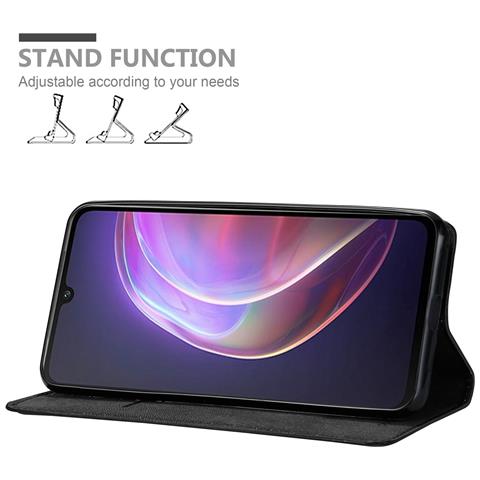 Custodia Compatibile Con Vivo V21 4g / 5g In Nero Di Notte - Coperchio Protettiva Con Chiusura Magnetica, Funzione Stand E Tasca Per Le Carte - Foto 2
