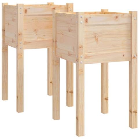 Fioriere da Giardino 2 pz 40x40x70 cm in Legno Massello di Pino - Foto 2