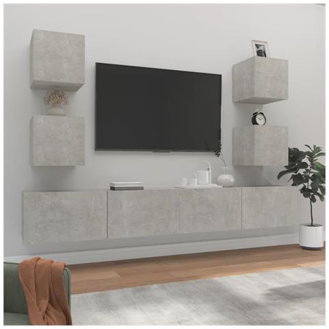 Set Di Mobili Porta Tv 6 Pz Grigio Cemento In Legno Multistrato - Foto 7