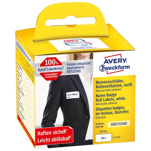 AS0722560 etichetta autoadesiva Rettangolo con angoli arrotondati Rimovibile Bianco 200 pz - Foto 1