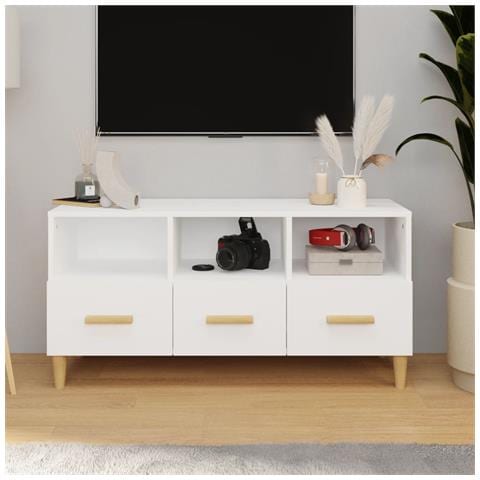 Mobile Porta Tv Bianco 102x36x50 Cm In Legno Multistrato - Foto 11
