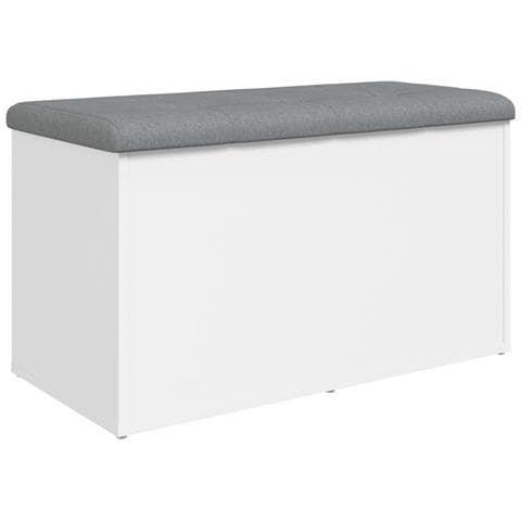 Panca Portaoggetti Bianca 82x42x45 Cm In Legno Multistrato - Foto 2