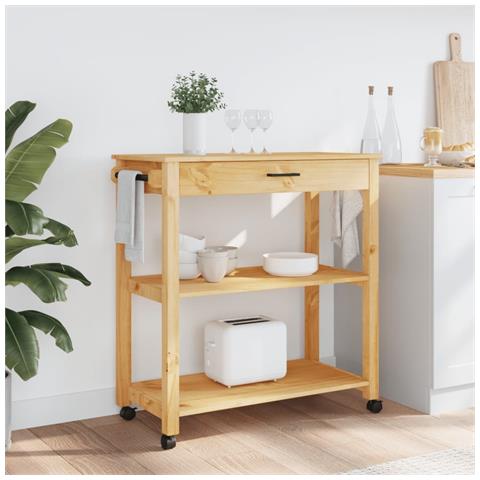 Carrello Da Cucina Monza 84x40x90 Cm In Legno Massello Di Pino - Foto 3