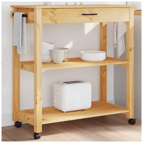 Carrello Da Cucina Monza 84x40x90 Cm In Legno Massello Di Pino - Foto 1