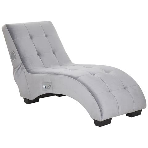 Chaise Longue Simorre Velluto Grigio Con Altoparlante Bluetooth Integrato - Foto 8
