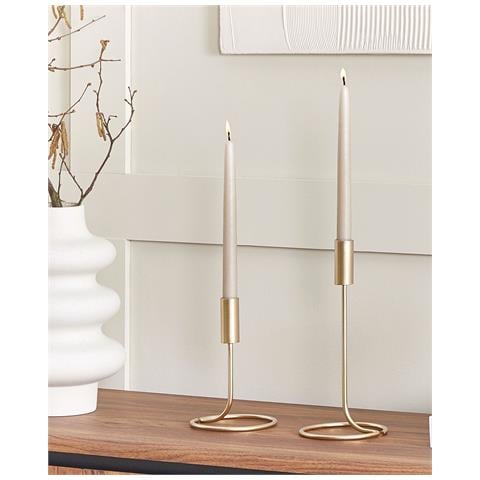 Set Di 2 Portacandele Bunyu Metallo 19/28 Cm Oro - Foto 1