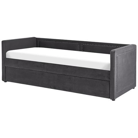 Letto Estraibile Velluto A Coste Mimizan 90 X 200 Cm Grigio Scuro - Foto 2