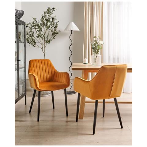 Set Di 2 Sedie Da Pranzo Velluto Arancione Wellston - Foto 1