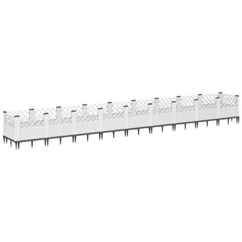 Fioriera Da Giardino Con Picchetti Bianca 363,5x43,5x43,5 Cm Pp - Foto 2