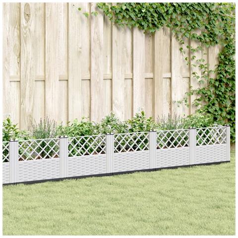 Fioriera Da Giardino Con Picchetti Bianca 363,5x43,5x43,5 Cm Pp - Foto 1