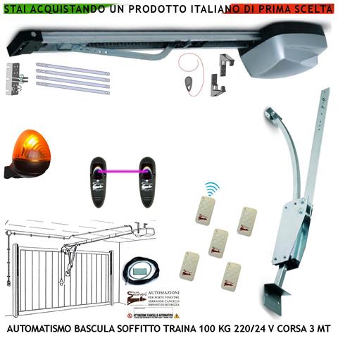 Basculante Contrappesi 100 Kg Motore 220/24 V Autoreverse Archetto 5 Radiocomandi Fotocellule Faro 24 Led Sblocco - Foto 1