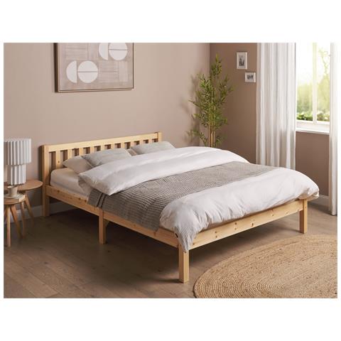 Letto Matrimoniale Legno Chiaro 140 X 200 Cm Florac - Foto 1