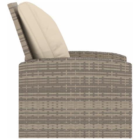 Poltrona Reclinabile Giardino Cuscini Marrone Chiaro Polyrattan - Foto 2