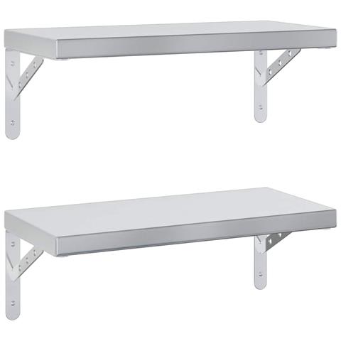 Mensole A Muro 2 Pz 50x23,5 Cm Argento In Acciaio Inossidabile - Foto 1