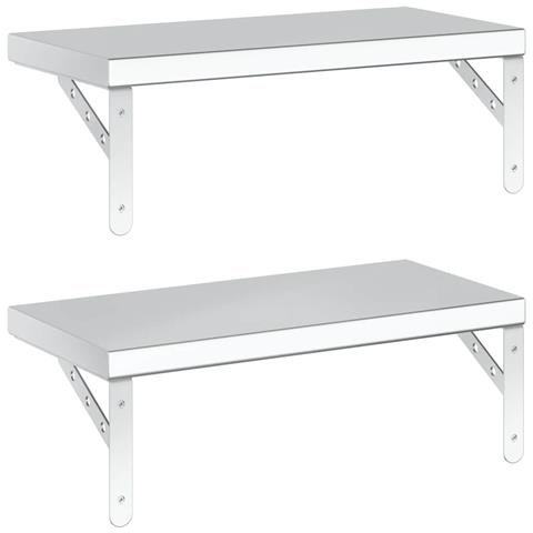 Mensole A Muro 2 Pz 50x23,5 Cm Argento In Acciaio Inossidabile - Foto 9