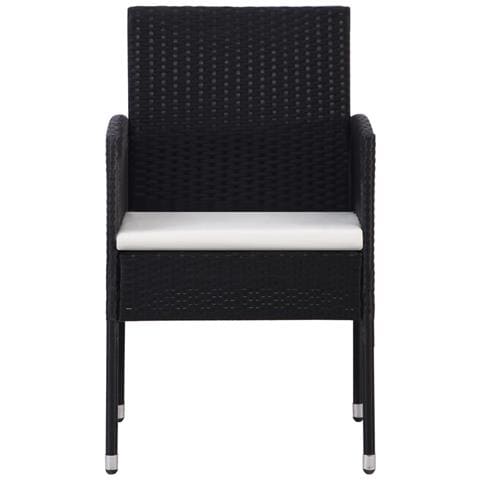 Sedie da Giardino con Cuscini Bianco Crema 4pz Nere Polyrattan - Foto 7