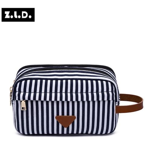 Borsa Da Trucco In Tela A Righe Modello 1 - Foto 5
