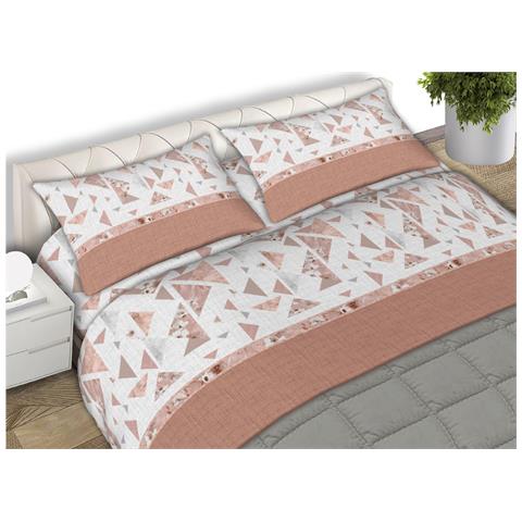 Completo Lenzuola Letto 100% Cotone Made Italy Disegno Mosaico Cn Matrimoniale Ruggine - Foto 1