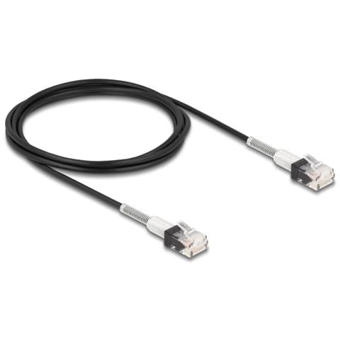 Cavo di rete RJ45 con protezione a doppia curvatura Cat. 6A UTP Slim da 2 m nero - Foto 1