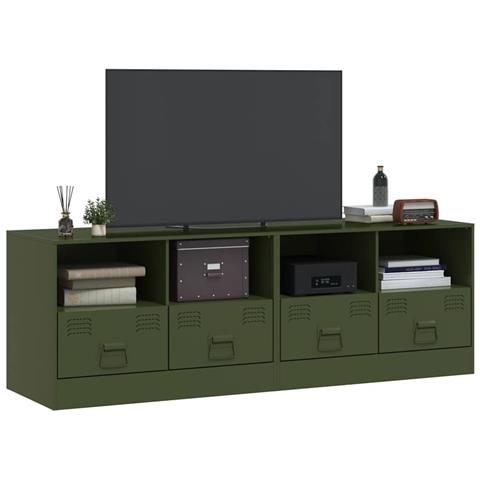 Mobili Tv 2 Pz Verde Oliva 67x39x44 Cm In Acciaio - Foto 3