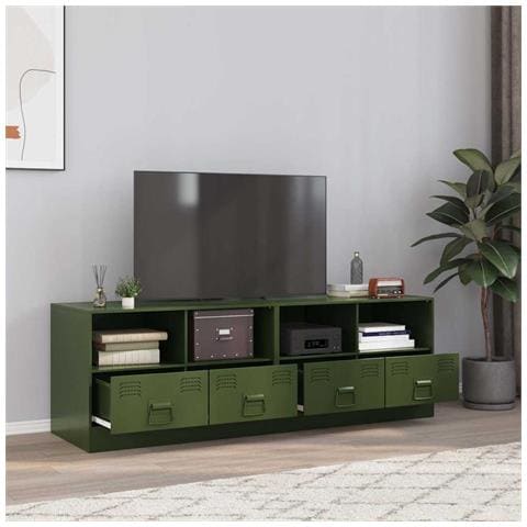 Mobili Tv 2 Pz Verde Oliva 67x39x44 Cm In Acciaio - Foto 1