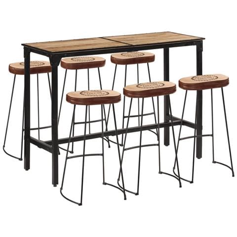 Set Bar 7pz Legno Massello Mango Grezzo E Metallo - Foto 1