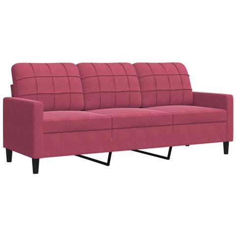 Divano A 3 Posti Rosso Vino 180 Cm In Velluto - Foto 2