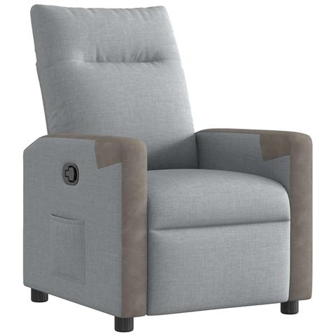 Poltrona Reclinabile In Tessuto Grigio Chiaro - Foto 2