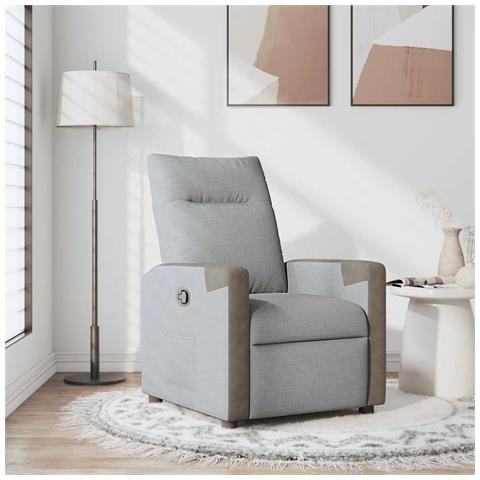 Poltrona Reclinabile In Tessuto Grigio Chiaro - Foto 1