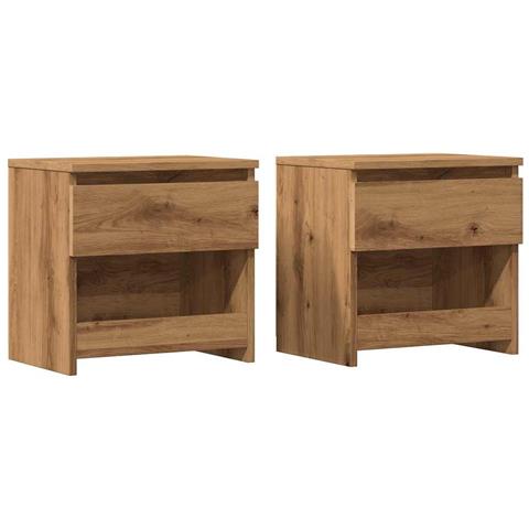Comodini 2pz Rovere Artigianale 40x30x39cm In Legno Multistrato - Foto 2