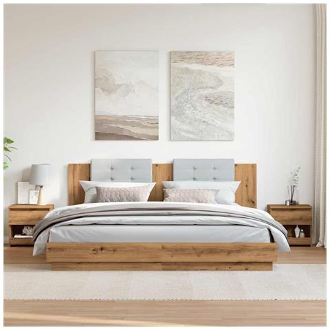 Comodini 2pz Rovere Artigianale 40x30x39cm In Legno Multistrato - Foto 3