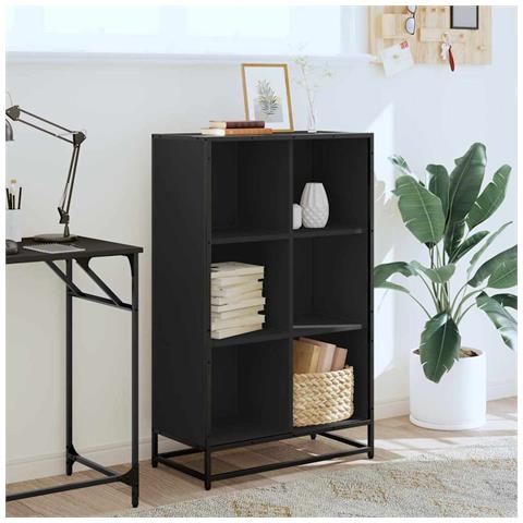 Libreria Nera 65,5x33x107,5 Cm In Legno Multistrato - Foto 3