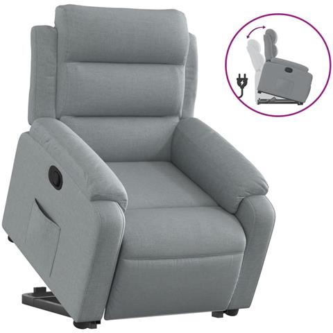 Poltrona Alzapersona Reclinabile Grigio Chiaro In Tessuto - Foto 2