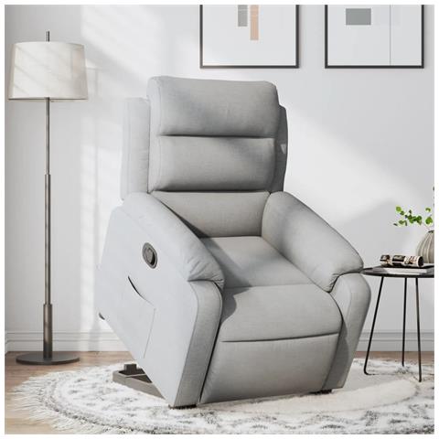 Poltrona Alzapersona Reclinabile Grigio Chiaro In Tessuto - Foto 1