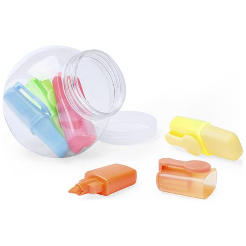 Set Di Evidenziatori Fluorescenti Layax Dal Design Minimalista In Cinque Colori, Presentati In Un Barattolo - Foto 2