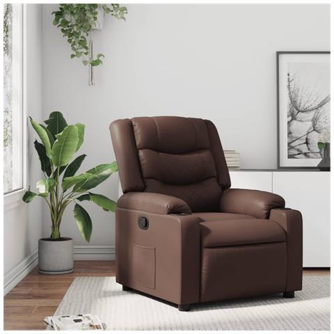 Poltrona Reclinabile Marrone In Similpelle - Foto 1