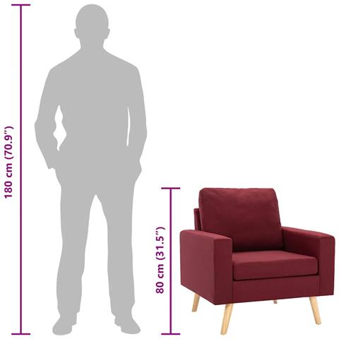 Poltrona In Tessuto Rosso Vino - Foto 8