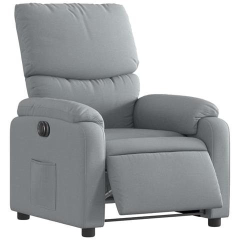 Poltrona Elettrica Reclinabile Grigio Chiaro In Tessuto - Foto 2