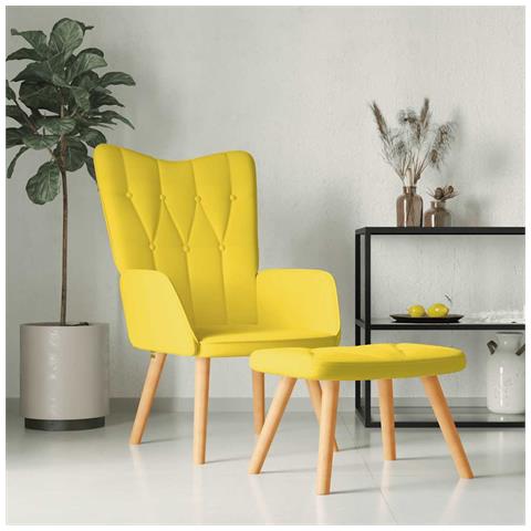 Poltrona Relax Con Poggiapiedi Giallo Senape In Tessuto - Foto 8