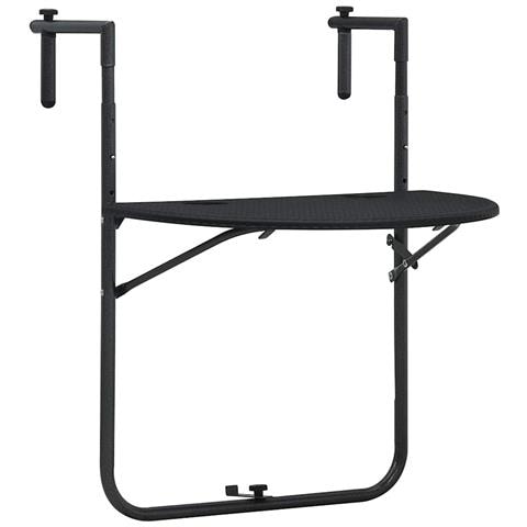 Tavolo Da Balcone Pensile Nero 60x64x83,5cm Plastica Rattan - Foto 2