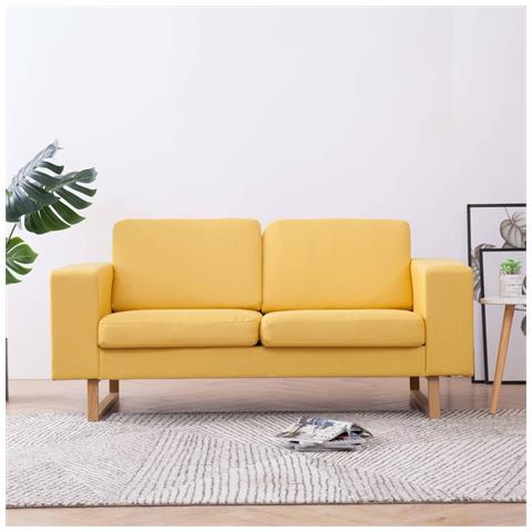 Divano A 2 Posti In Tessuto Giallo - Foto 8