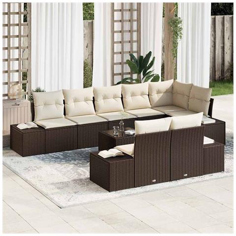 Set Divano da Giardino 8 Pezzi con Cuscini Grigi in Rattan Polietilene - Foto 2