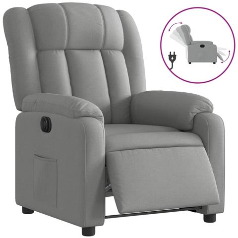 Poltrona Elettrica Reclinabile Grigio Chiaro in Tessuto - Foto 1