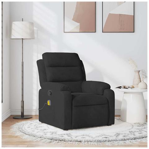 Poltrona Massaggiante Reclinabile Nera in Velluto - Foto 2