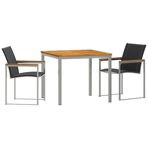 Set pranzo giardino  3 pezzi legno massello di acacia, Tavolo pranzo esterno  90x90x74.5 cm legno massello di acacia - Foto 1