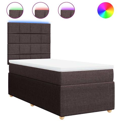 Letto A Molle VidaXL Con Materasso 100x200cm - Tessuto Tortora Con Testiera Regolabile