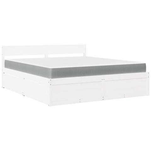 Letto Cassetti e Materasso Bianco 180x200cm Legno Massello Pino - Foto 1